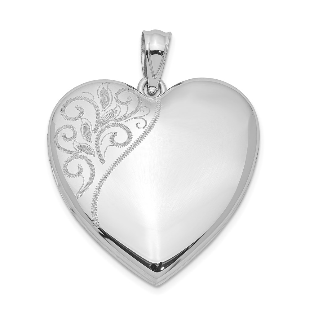 Sterling Silver 24mm Swirl Accent Heart Locket