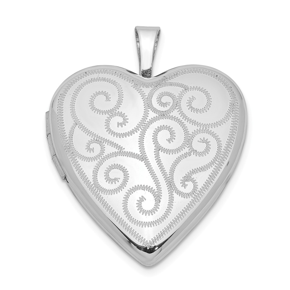 Sterling Silver 20mm Swirl Design Heart Locket