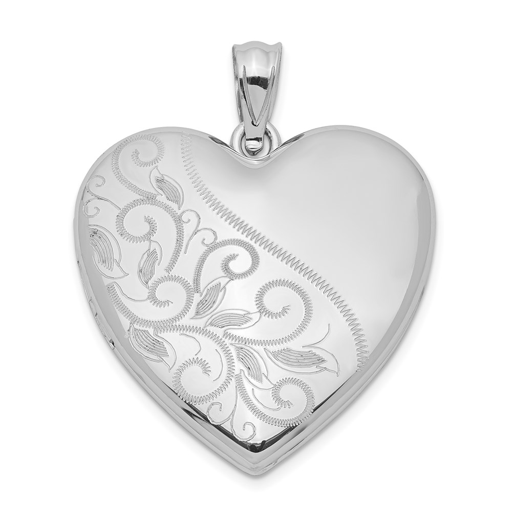 Sterling Silver 24mm Scrolled Heart Family Locket