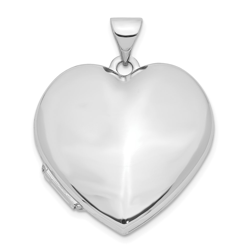 14k White Gold 21mm Polished Domed Heart Locket