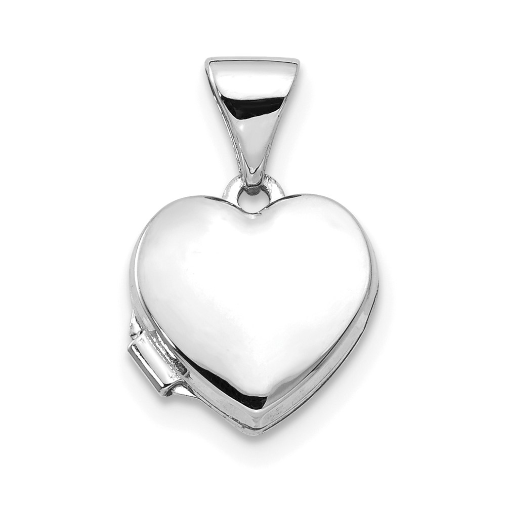 14k White Gold 10mm Polished Heart Shaped Locket