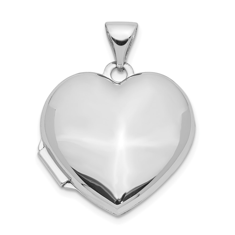 14k White Gold 18mm Polished Domed Heart Locket