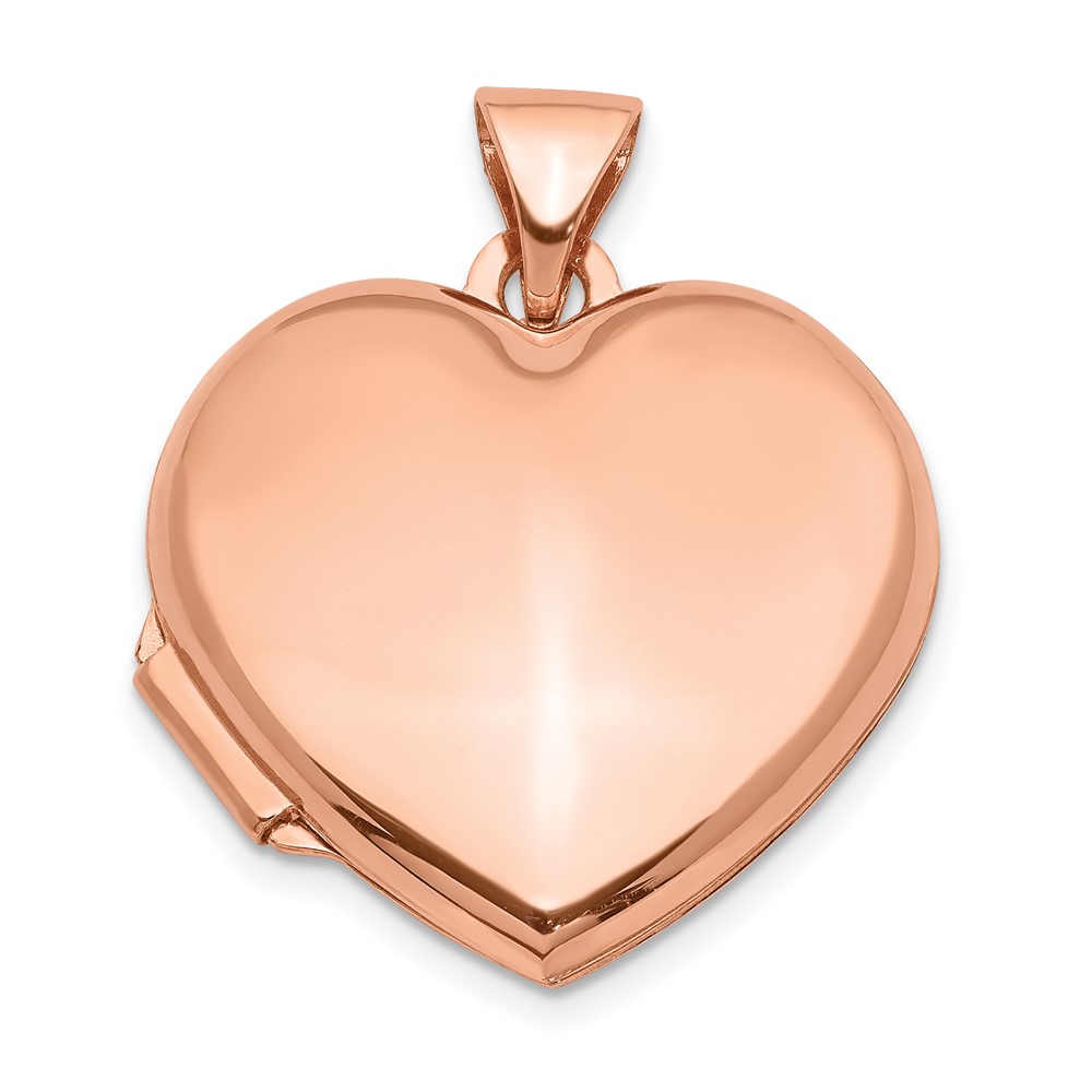 14k Rose Gold 18mm Polished Domed Heart Locket