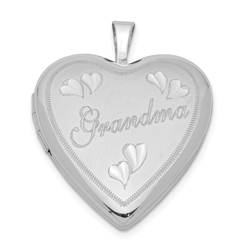 Sterling Silver 20mm Diamond Cut Grandma Heart Locket