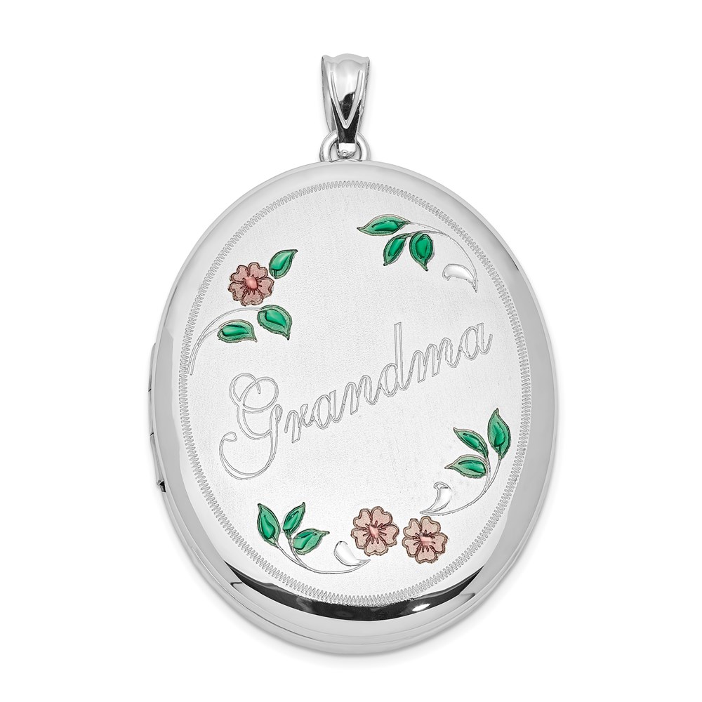 Sterling Silver and Enamel 34mm Grandma Oval Locket