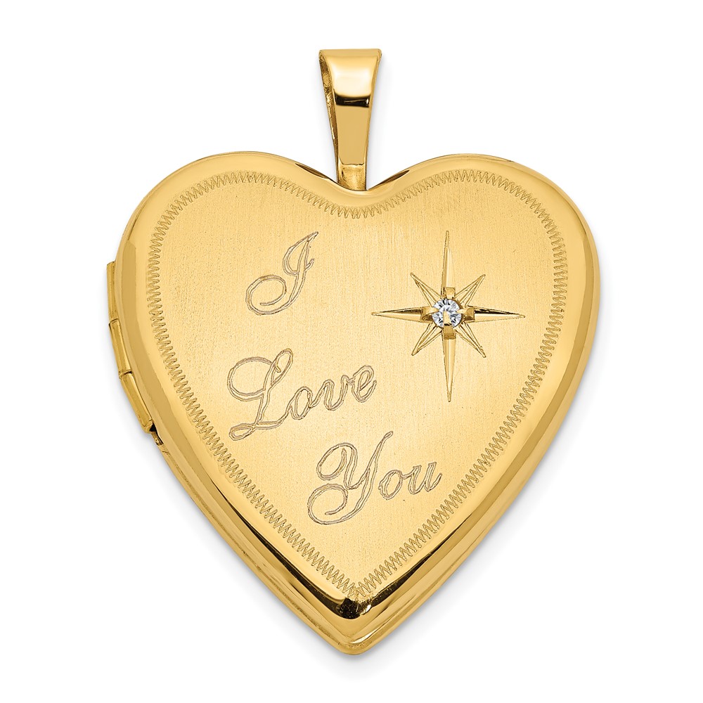 20mm I Love You Diamond Heart Locket in 14k Yellow Gold