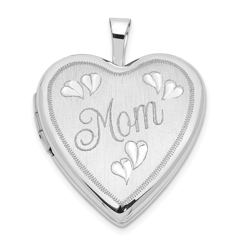 14k White Gold 20mm Mom Heart Locket