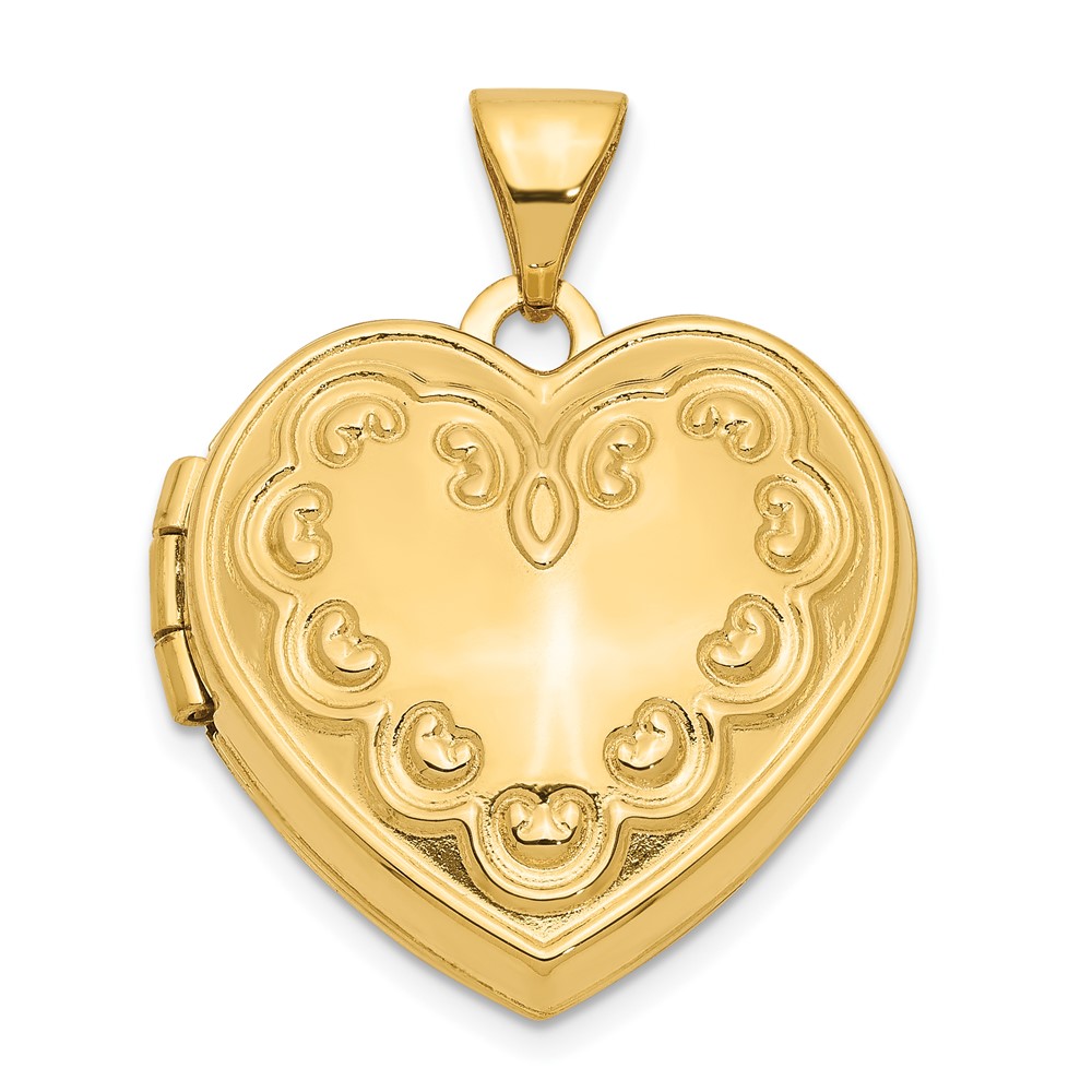 14k Yellow Gold 18mm Domed Heart Locket