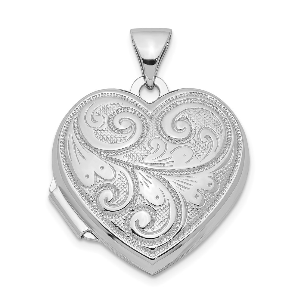 Sterling Silver 18mm Reversible Scrolled Heart Locket