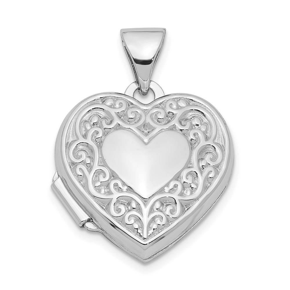 Sterling Silver 15mm Scroll Heart Locket