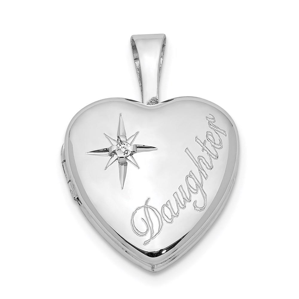 12mm Daughter Diamond Heart Locket in Sterling Silver