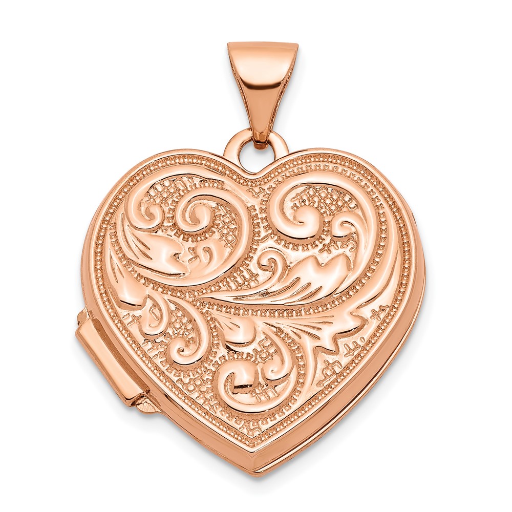 14k Rose Gold 18mm Love You Always Scroll Heart Locket