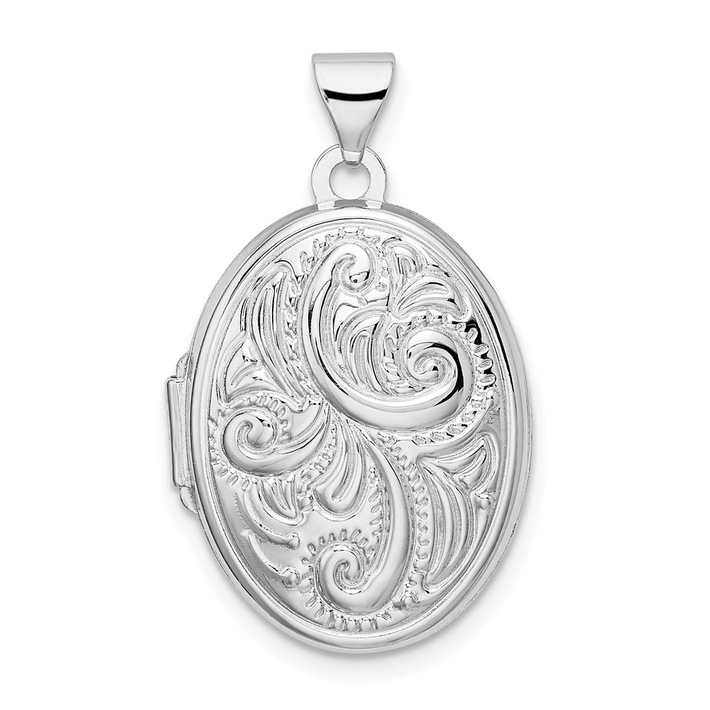 Sterling Silver 21mm Reversible Scroll Oval Locket