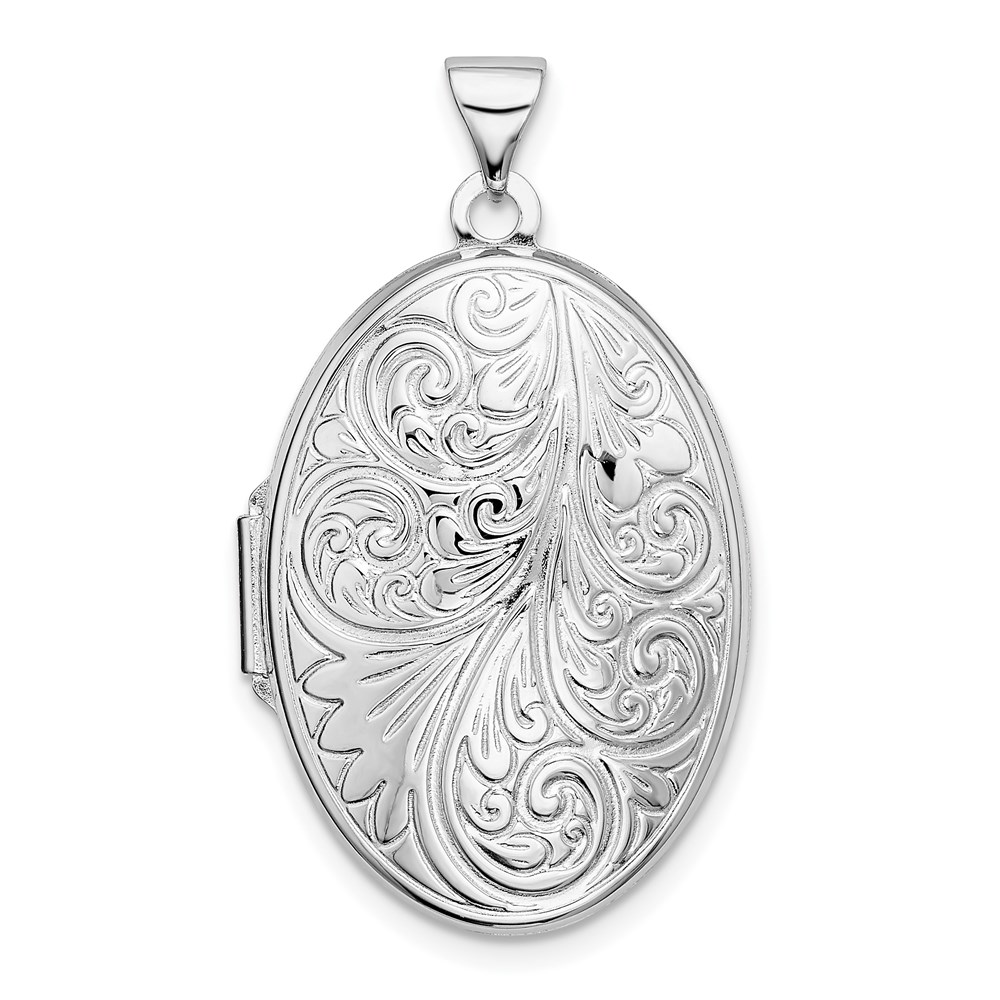 Sterling Silver 26mm Reversible Scroll Oval Locket