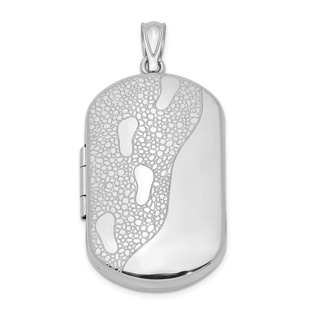 Sterling Silver 30mm Footprints Rectangular Locket