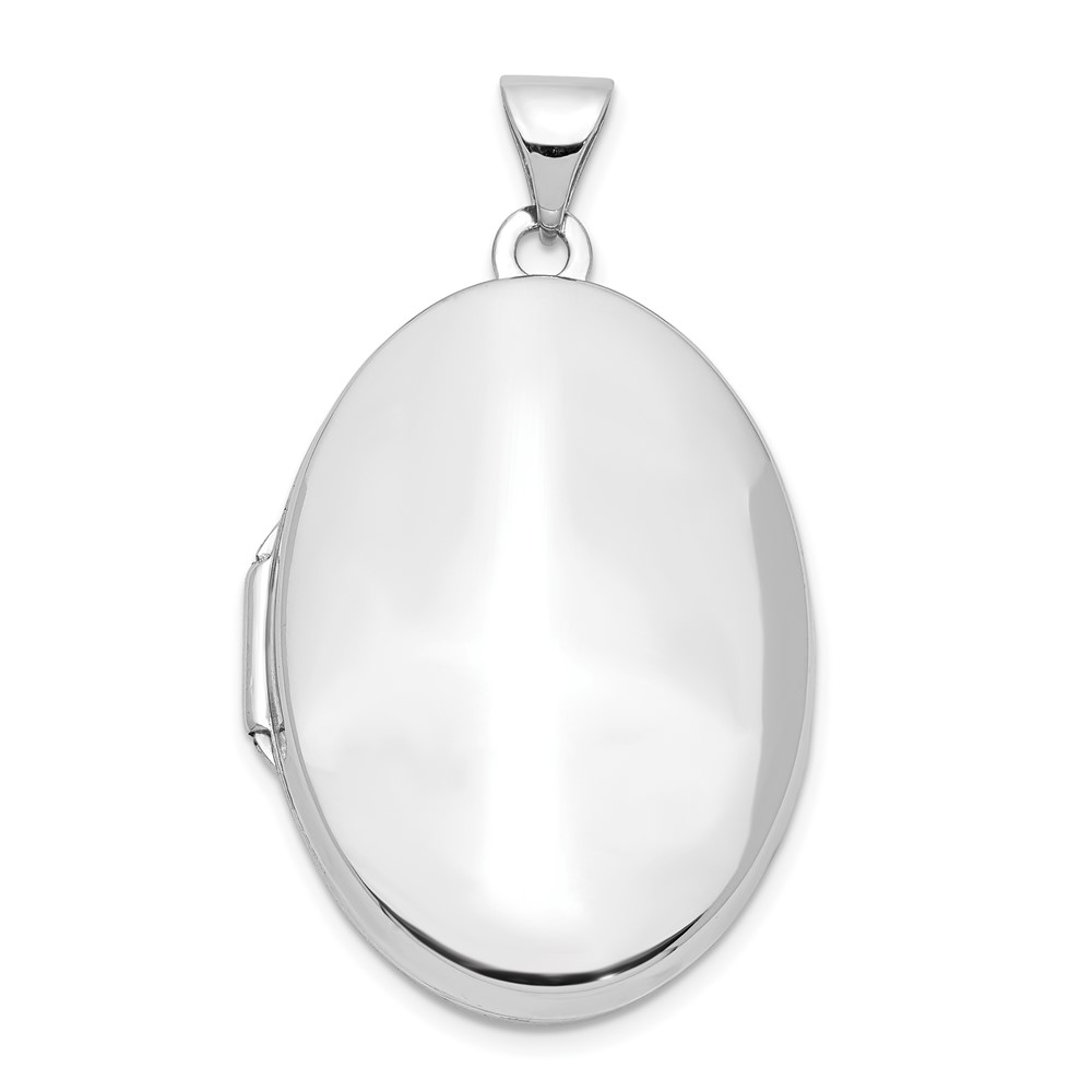 14k White Gold Polished Domed Locket, 26mm