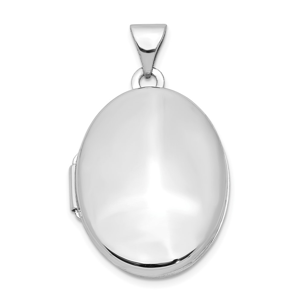 14k White Gold 21mm Polished Oval Locket