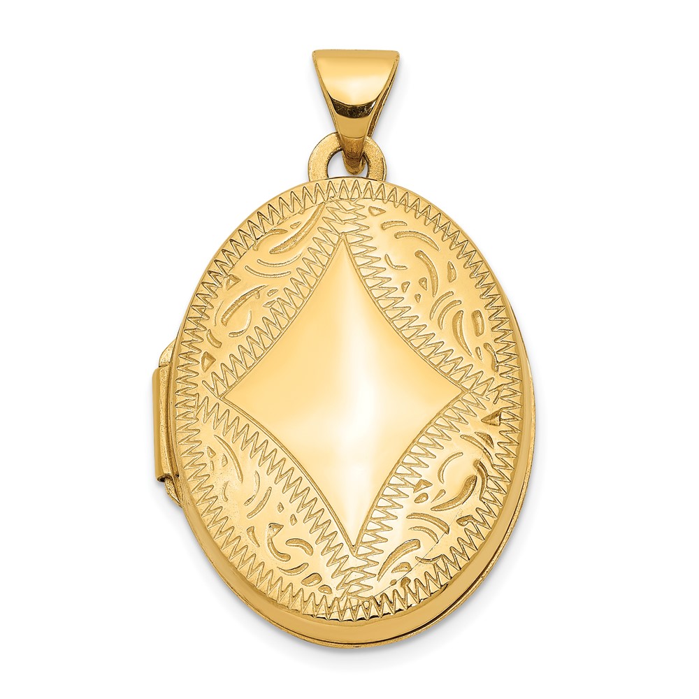 14k Yellow Gold 21mm Textured Oval Locket