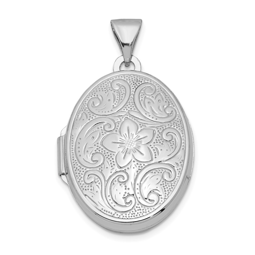 Sterling Silver 20mm Scrolled Floral Locket