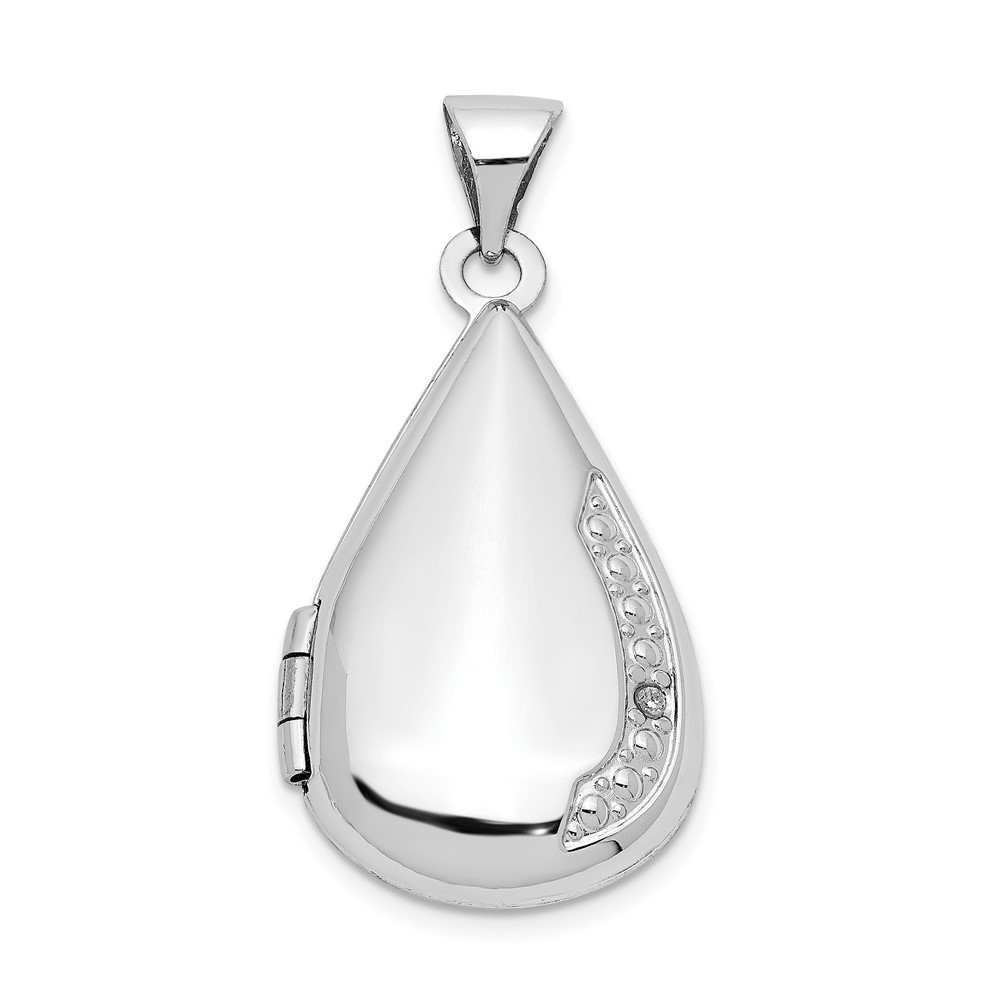 21mm Diamond Accent Teardrop Locket in 14k White Gold