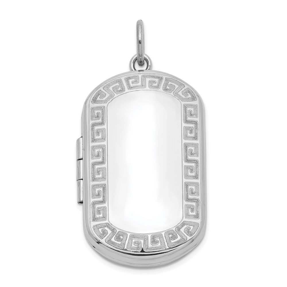 Sterling Silver 30mm Greek Key Border Rectangular Locket