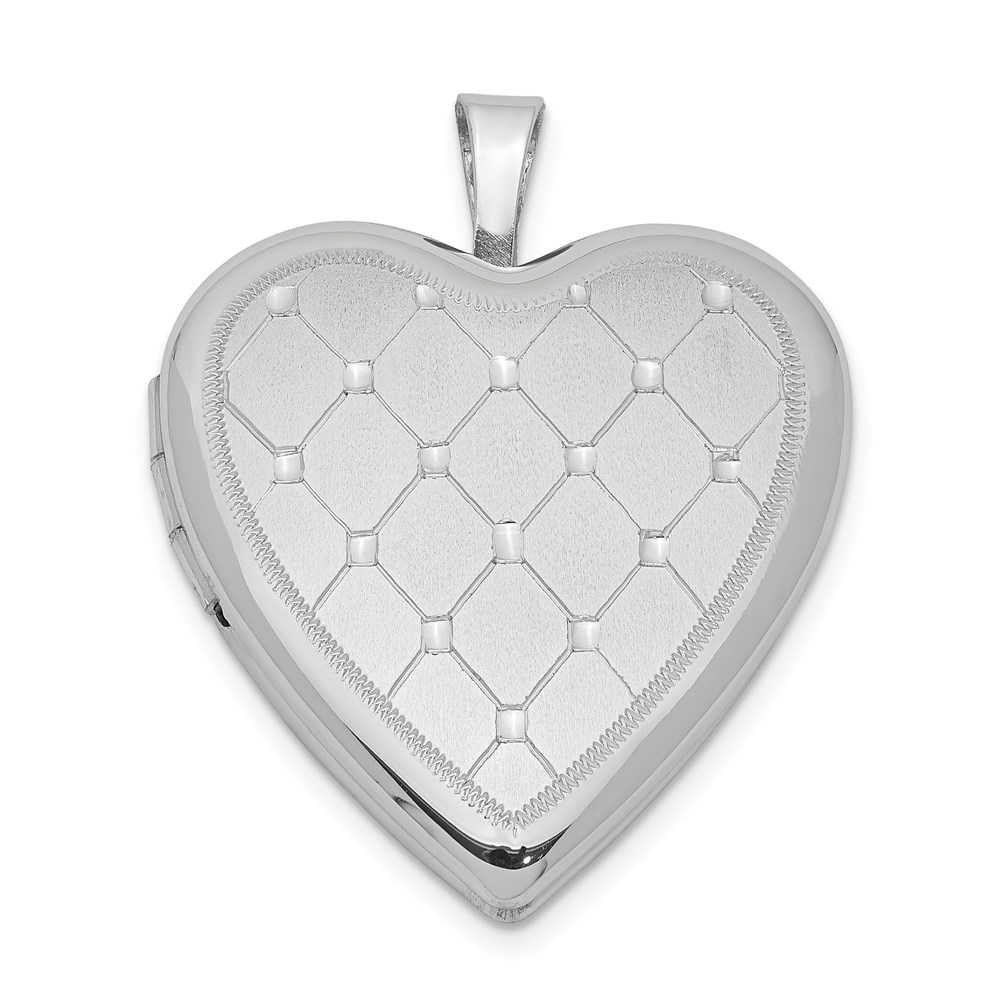 Sterling Silver 20mm Quilt Design Heart Locket