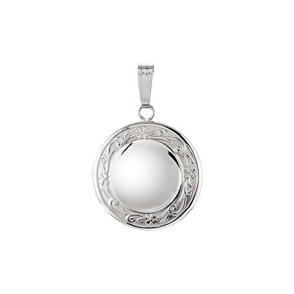 Sterling Silver 18mm Round Floral Border Locket