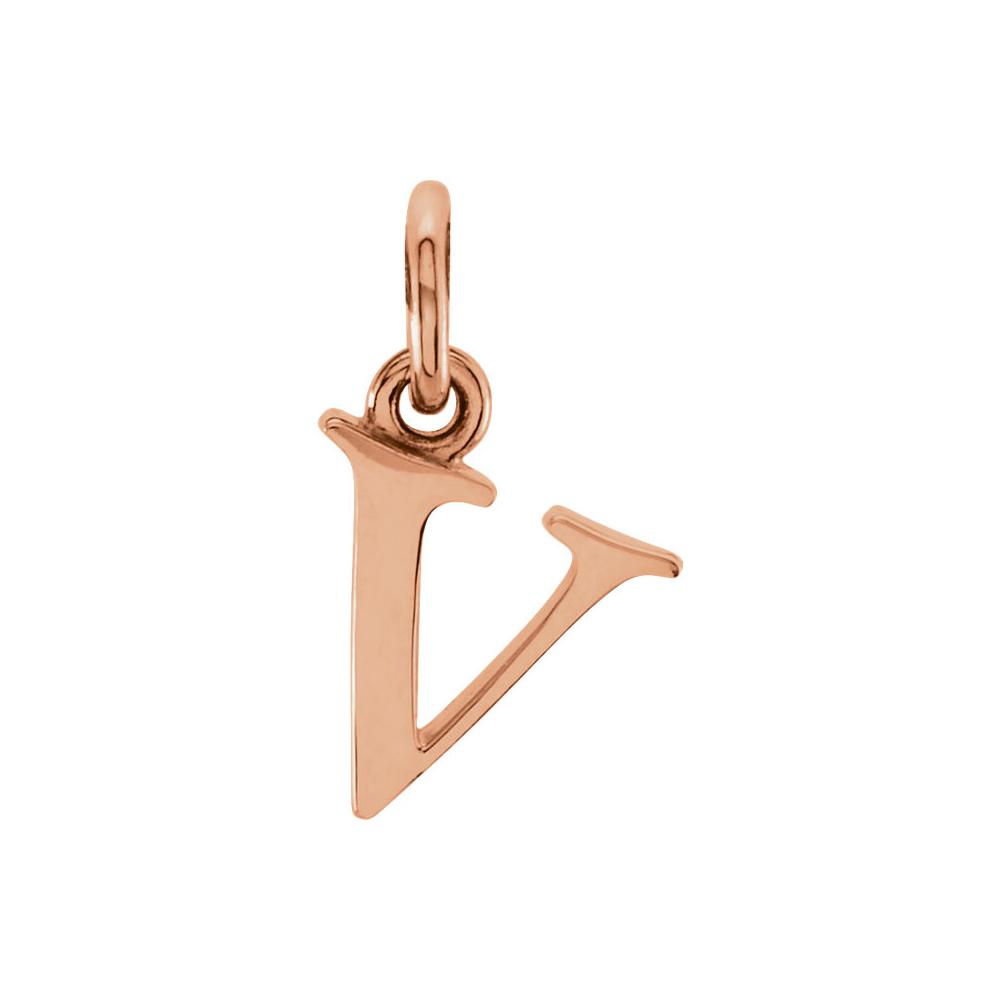 14k Rose Gold, Abbey Collection, Lower Case Initial v Charm
