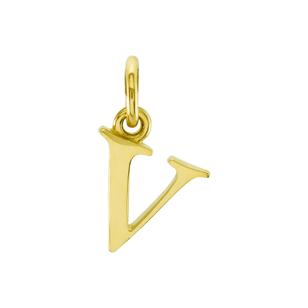 14k Yellow Gold, Abbey Collection, Lower Case Initial v Charm