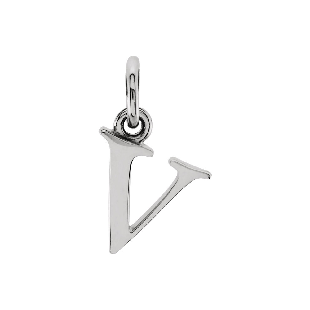 14k White Gold, Abbey Collection, Lower Case Initial v Charm