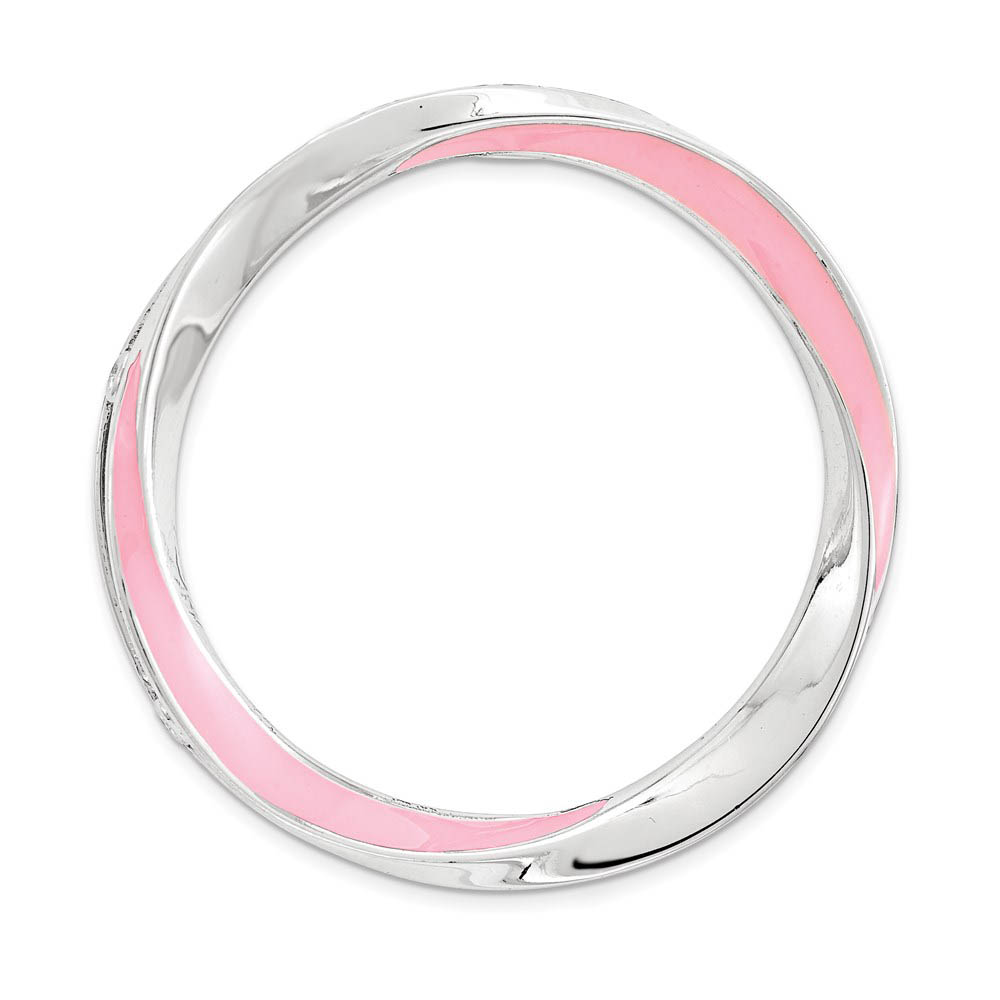 Sterling Silver Pink Enamel Stackable Expressions Slide, 29mm