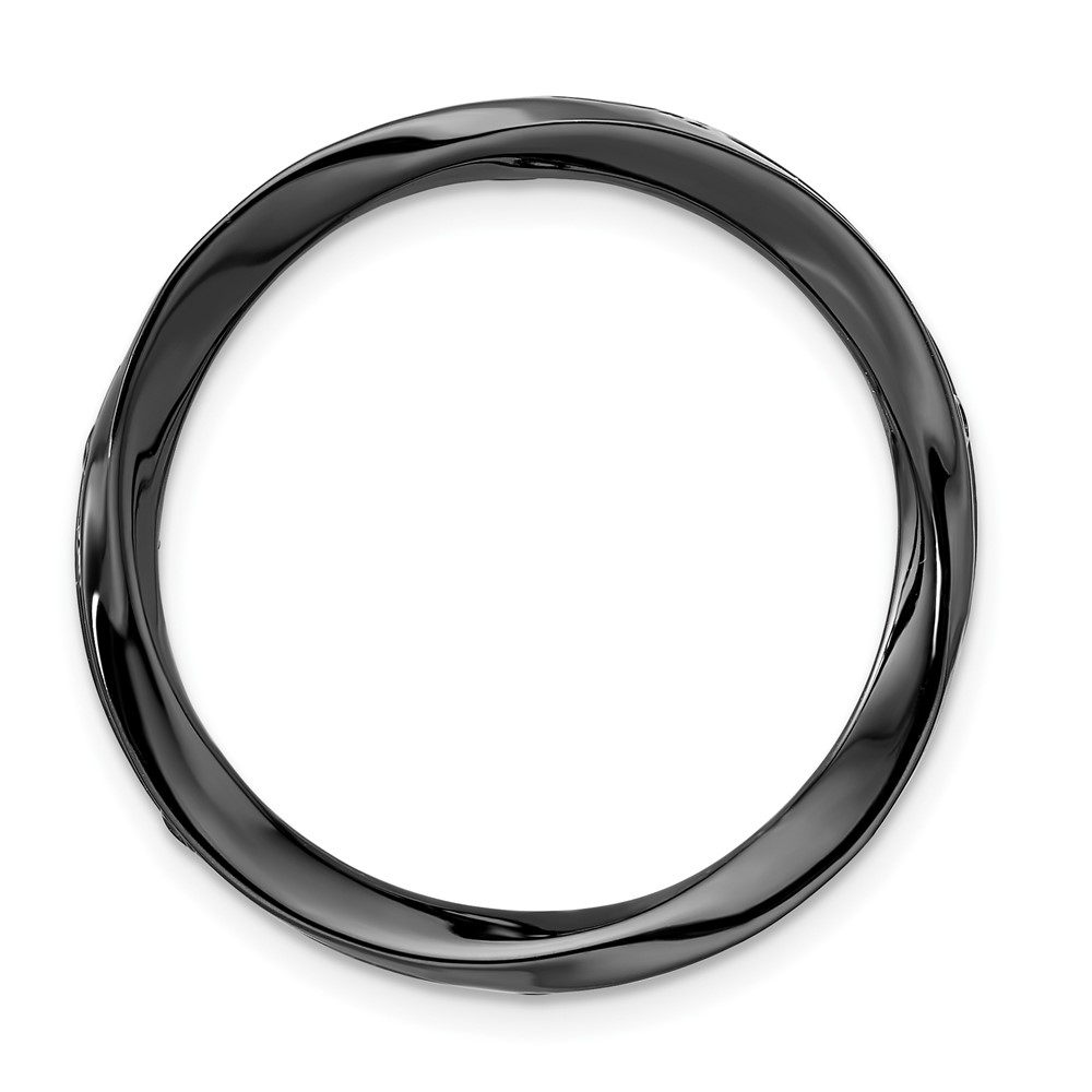 Black Plated Sterling Silver Stackable Twisted Slide, 29mm