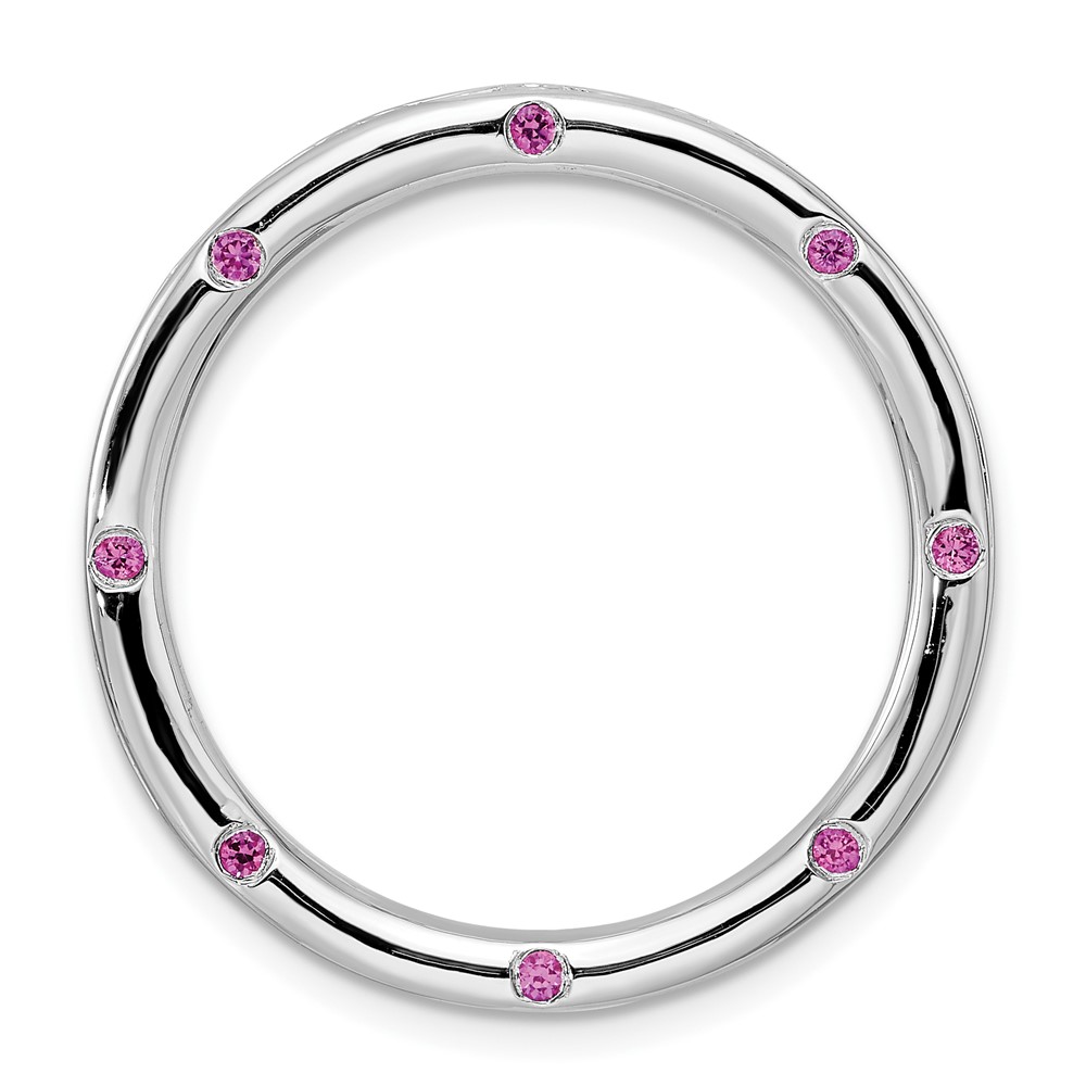 Sterling Silver& Created Pink Sapphire Stackable Slide, 29mm