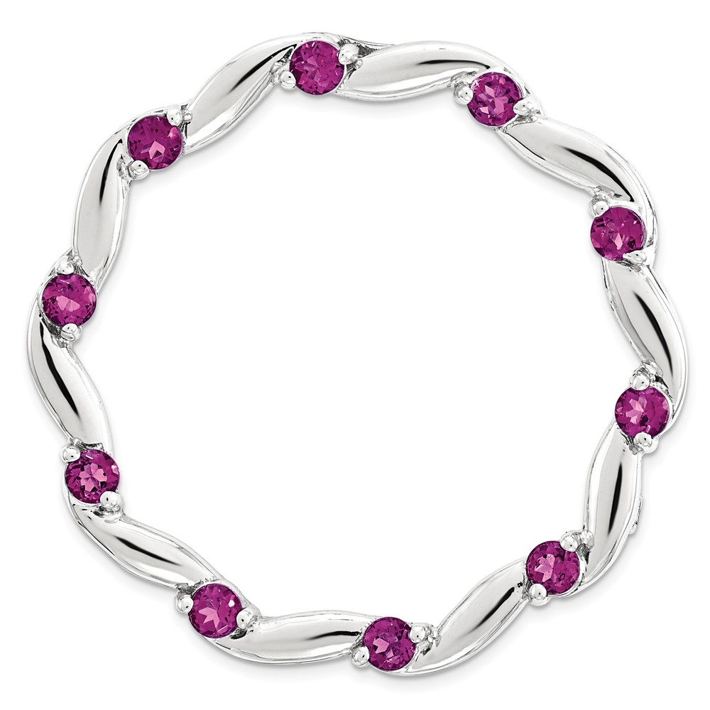 Sterling Silver & Rhodolite Garnet Swirl Stackable Slide, 29mm