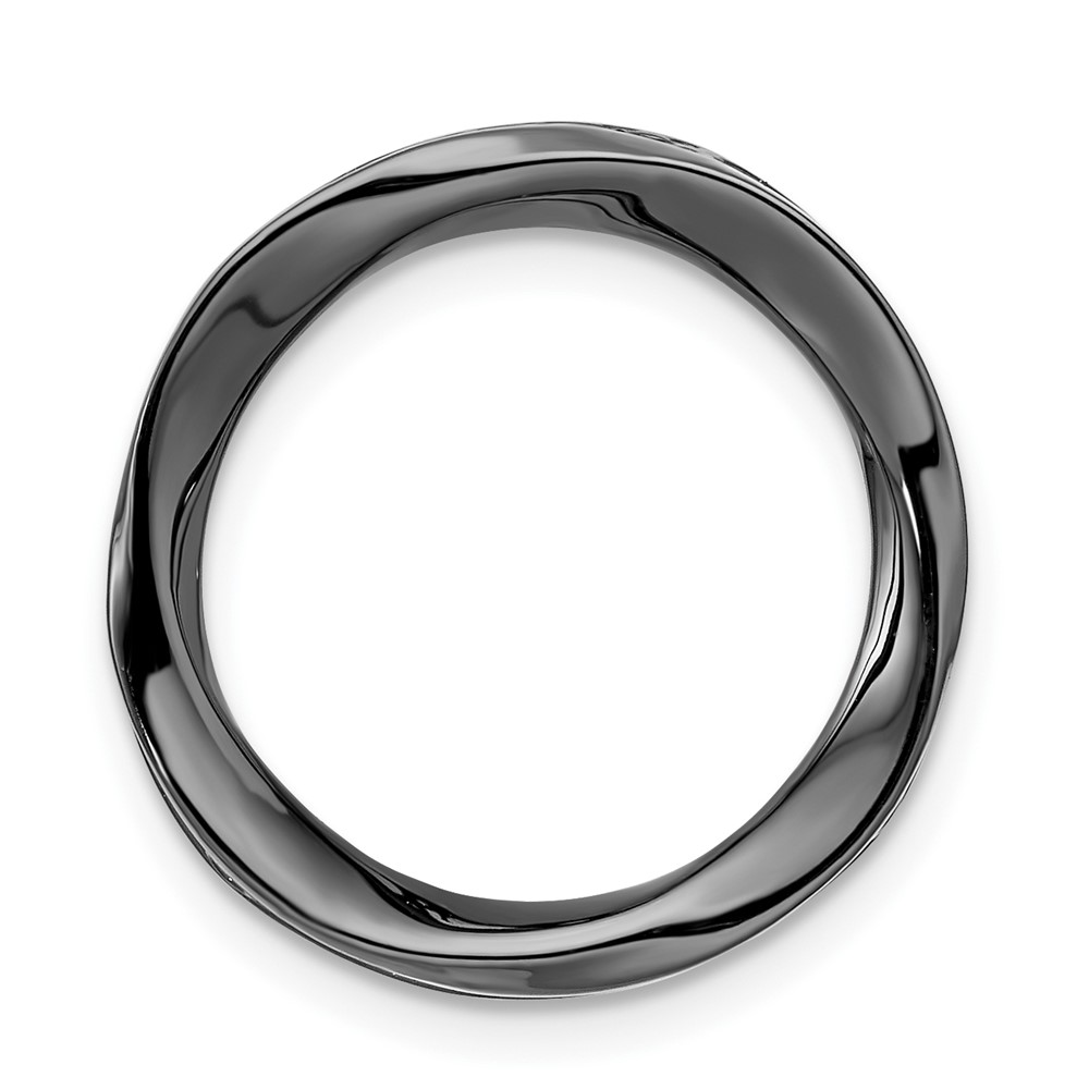 Black Plated Sterling Silver Stackable Twisted Slide, 20mm