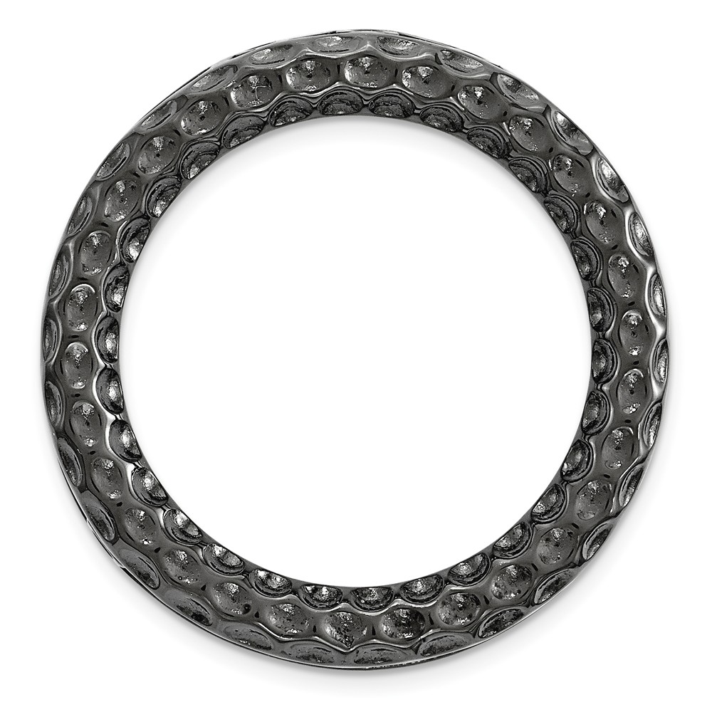 Black Plated Sterling Silver Stackable Med Hammered Slide, 20mm