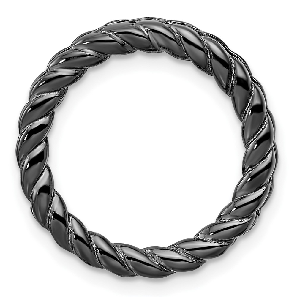 Black Plated Sterling Silver Stackable Rope Slide, 20mm