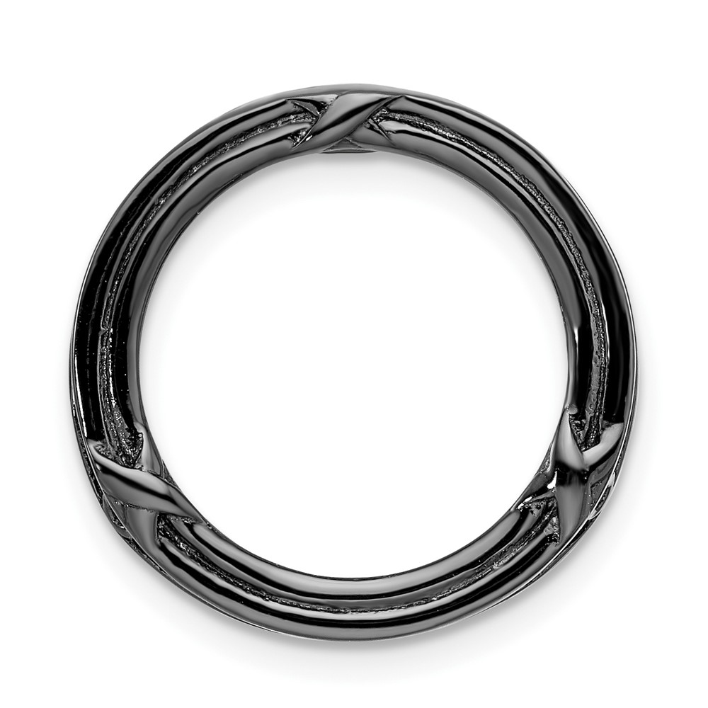 Black Plated Sterling Silver Stackable Med Grooved X Slide, 20mm