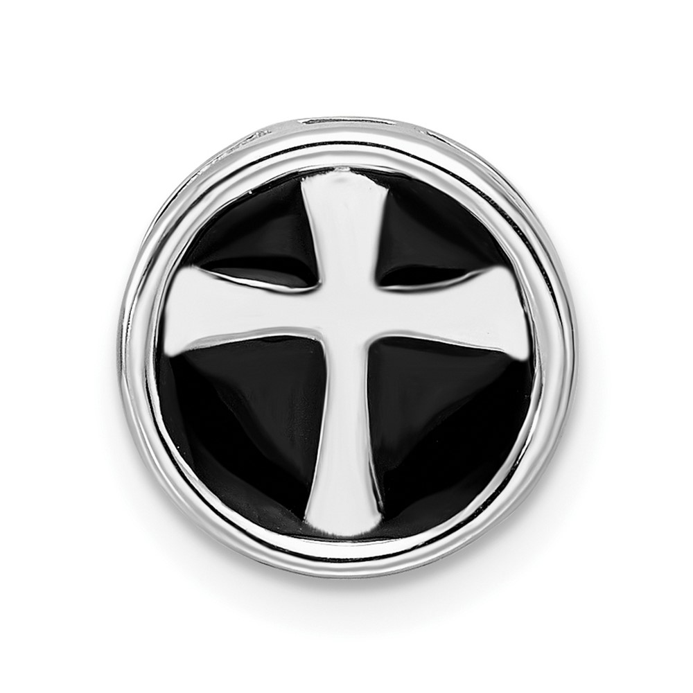 Sterling Silver Enameled Stackable Black Cross Slide, 12mm