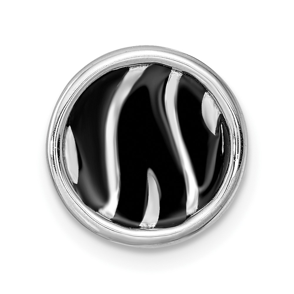 Sterling Silver Enameled Stackable Black Zebra Print Slide, 12mm
