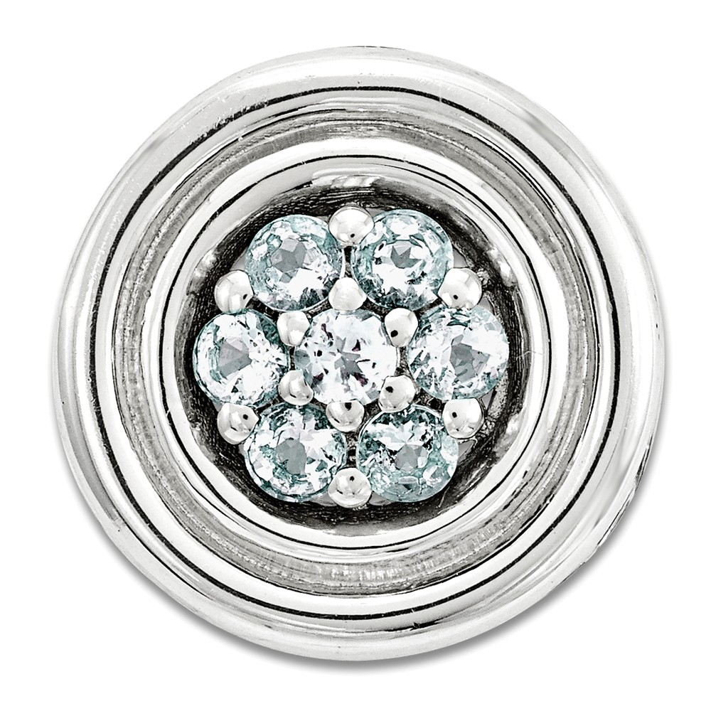 Sterling Silver & Aquamarine Stackable Cluster Slide, 12mm