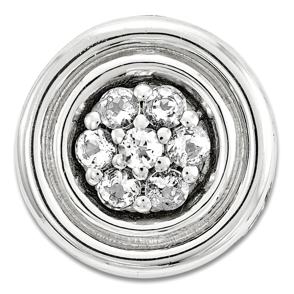 Sterling Silver & White Topaz Stackable Cluster Slide, 12mm