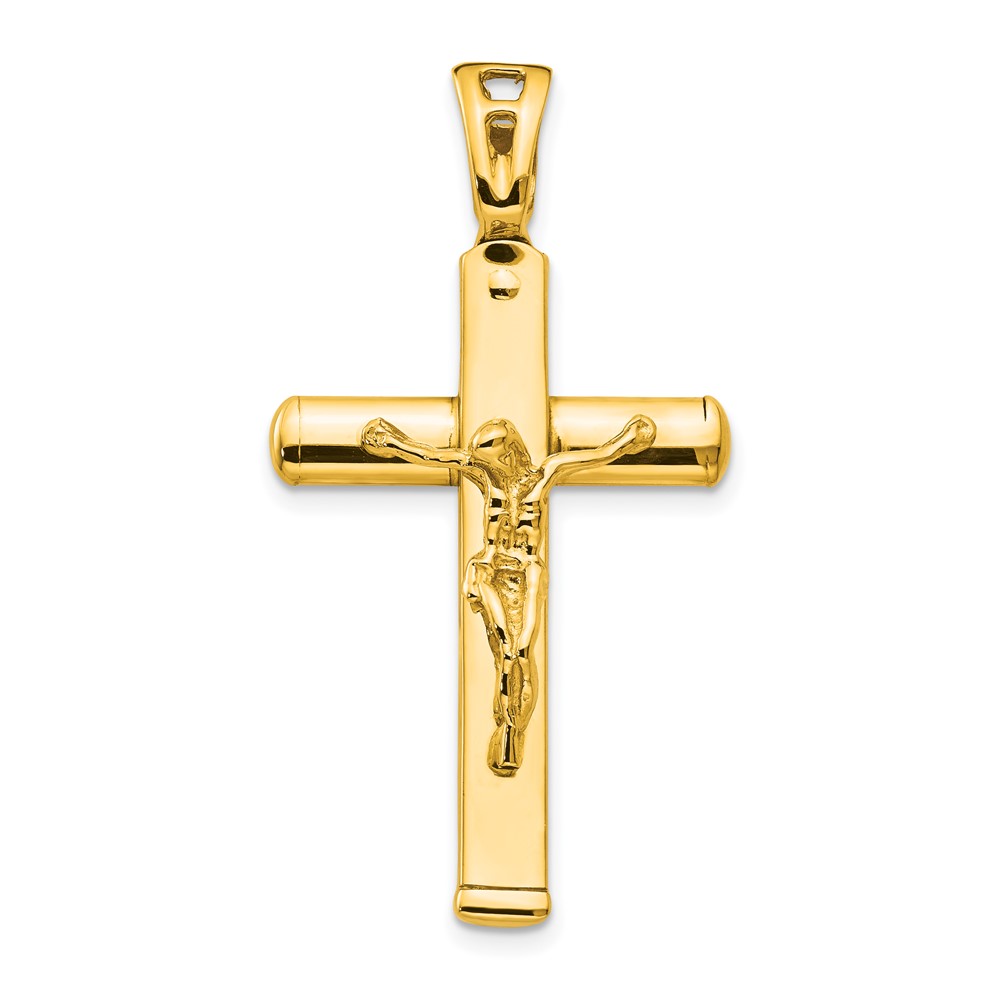 14k Yellow Gold Polished Crucifix Pendant, 21 x 38mm