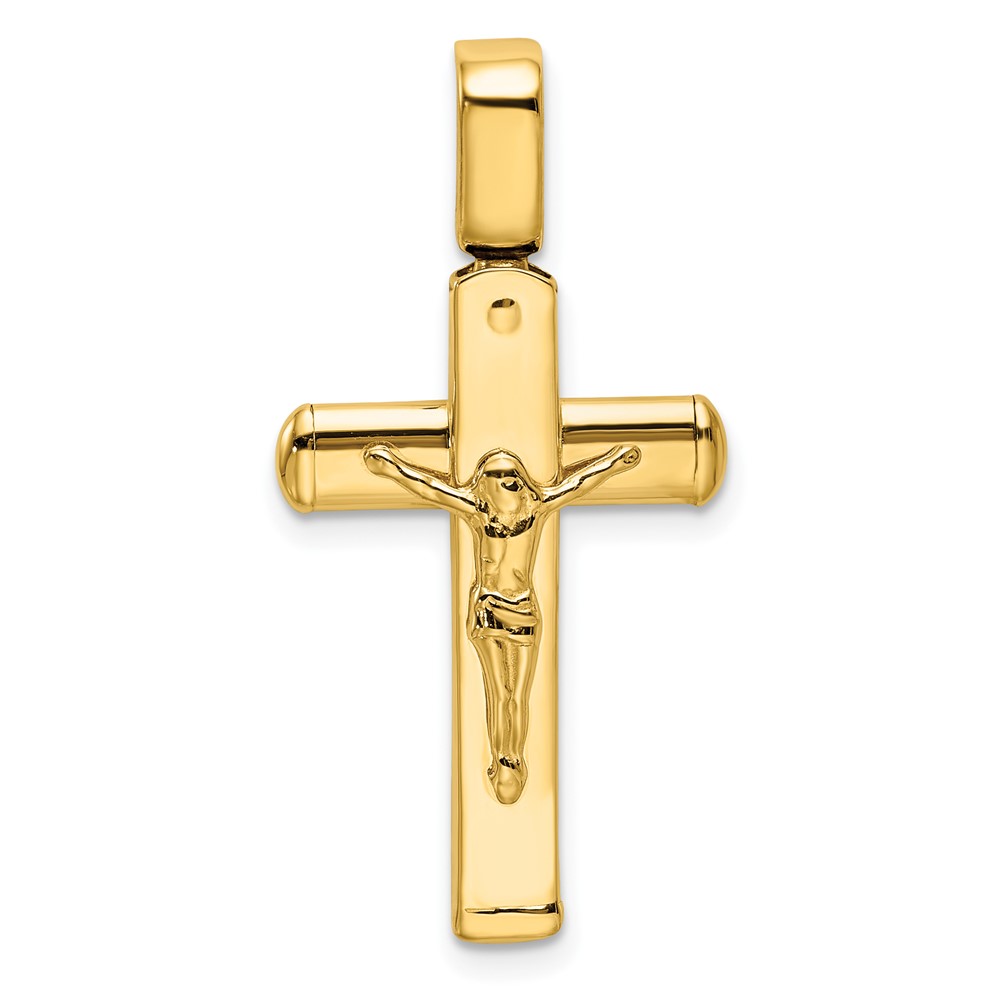 14k Yellow Gold Polished Crucifix Pendant, 17 x 33mm