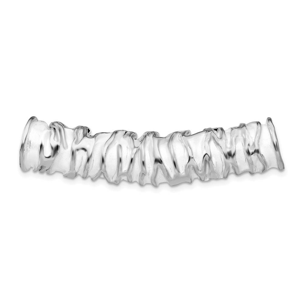 Rhodium Sterling Silver & White Enamel Crinkle Slide Pendant, 10x50mm