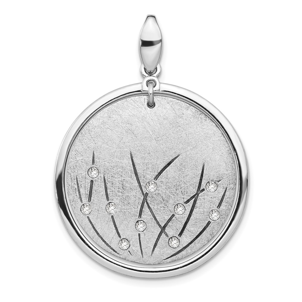 Sterling Silver Abstract Crystal Accent Circle Pendant, 29 x 40mm