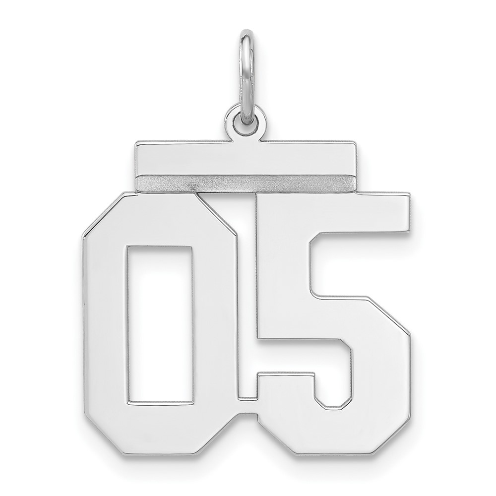 Sterling Silver, Athletic Collection Medium Polished Number 05 Pendant