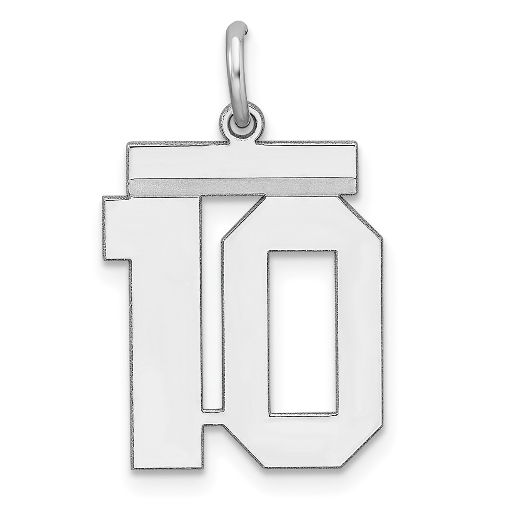 Sterling Silver, Athletic Collection Medium Polished Number 10 Pendant