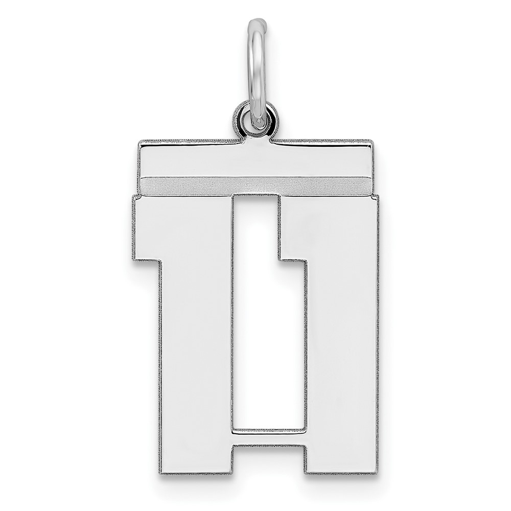 Sterling Silver, Athletic Collection Medium Polished Number 11 Pendant