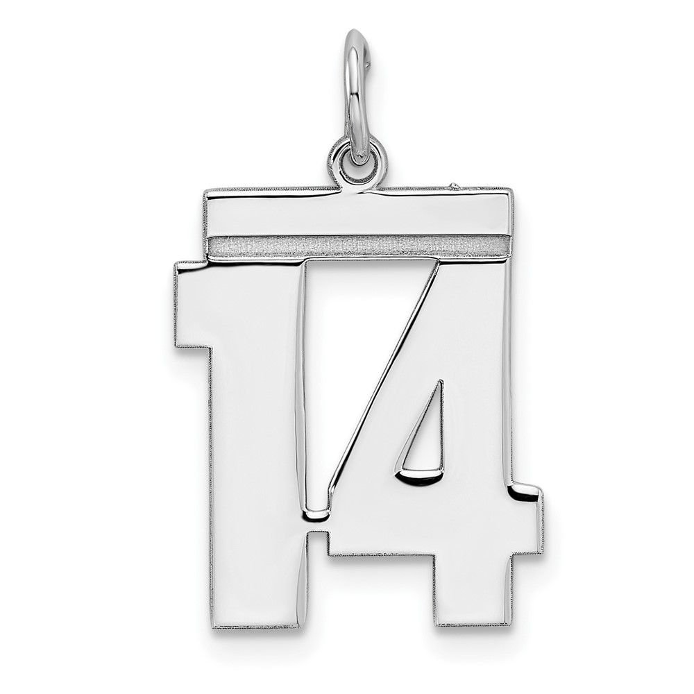 Sterling Silver, Athletic Collection Medium Polished Number 14 Pendant